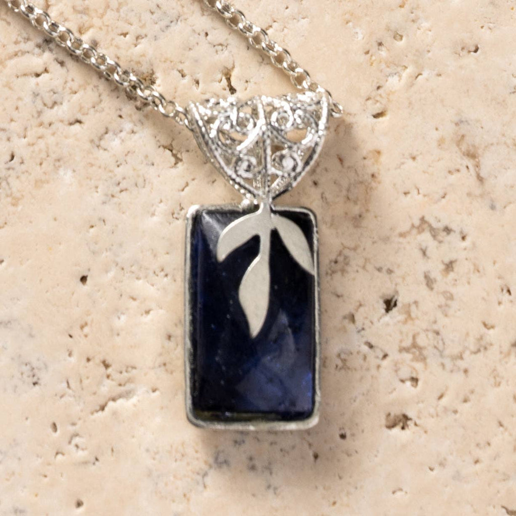 Chandra Glass Stone & Leaf Necklace