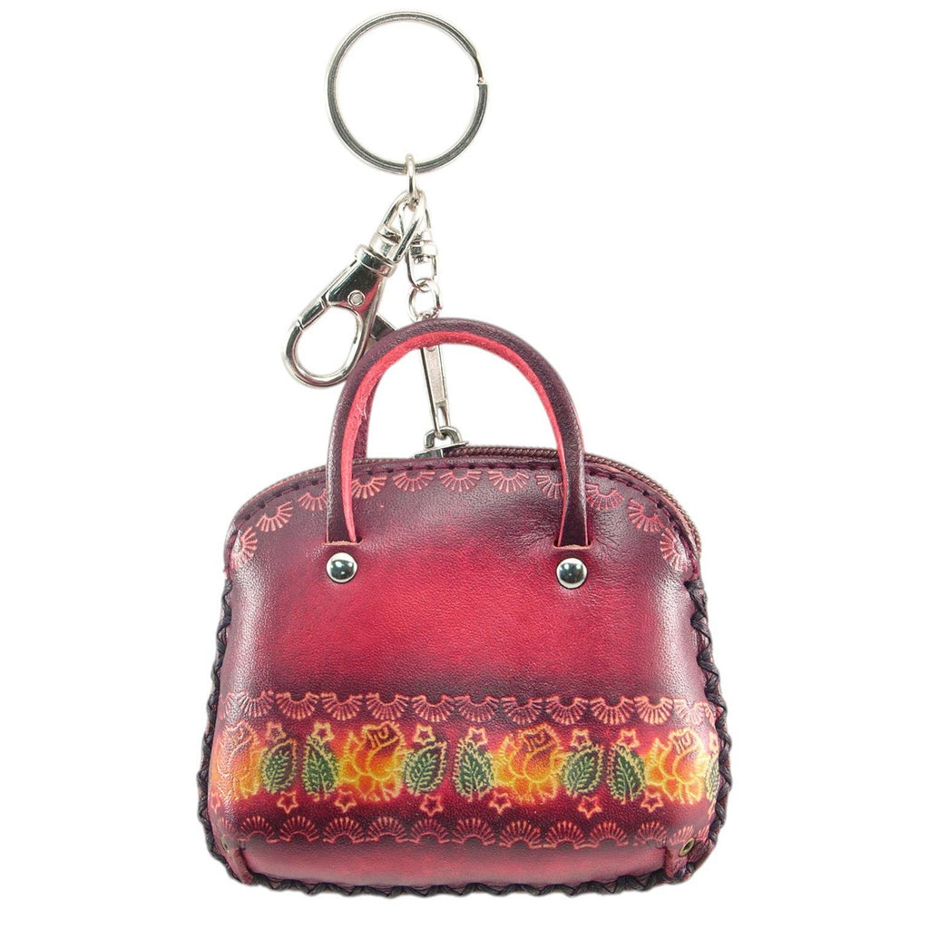 Handmade Leather flower coin purse wallet mini purse