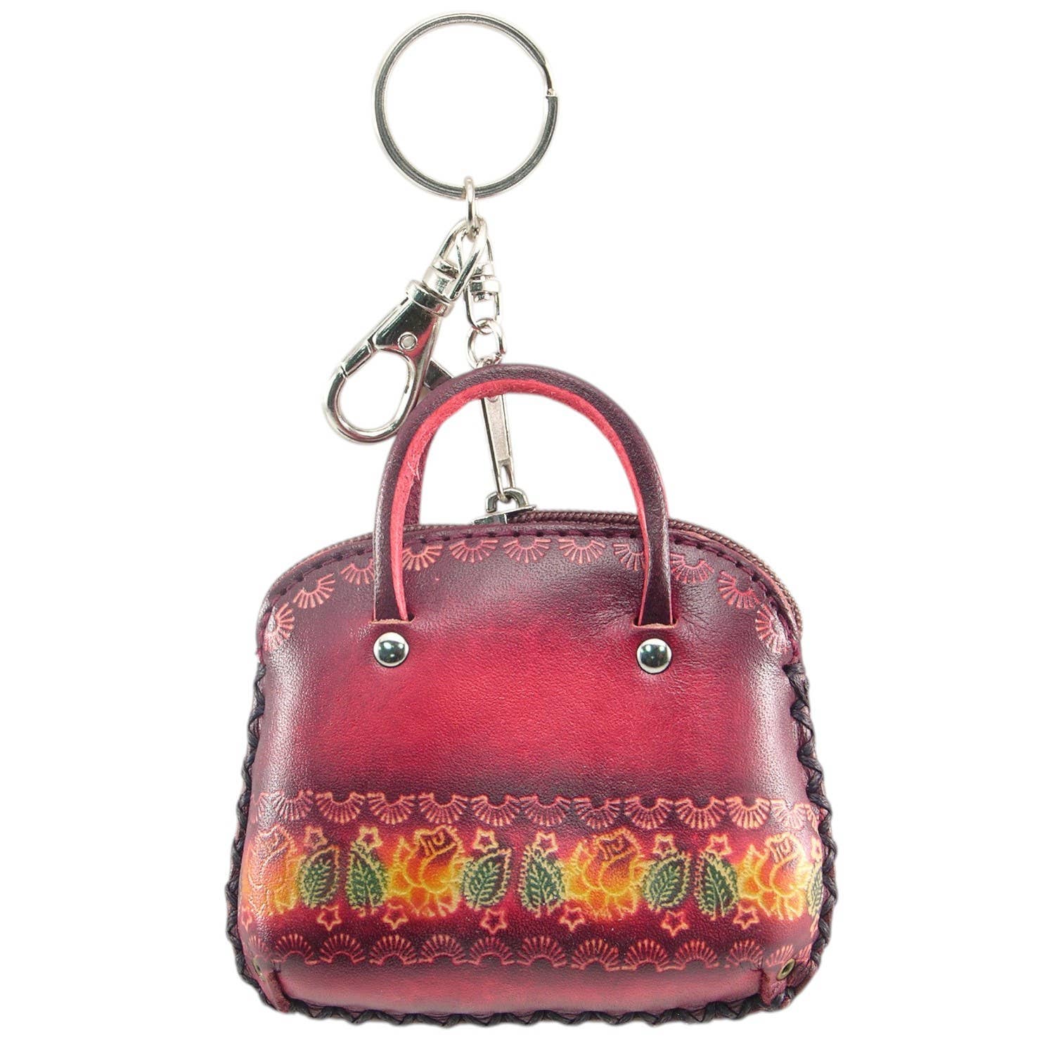 Handmade Leather flower coin purse wallet mini purse