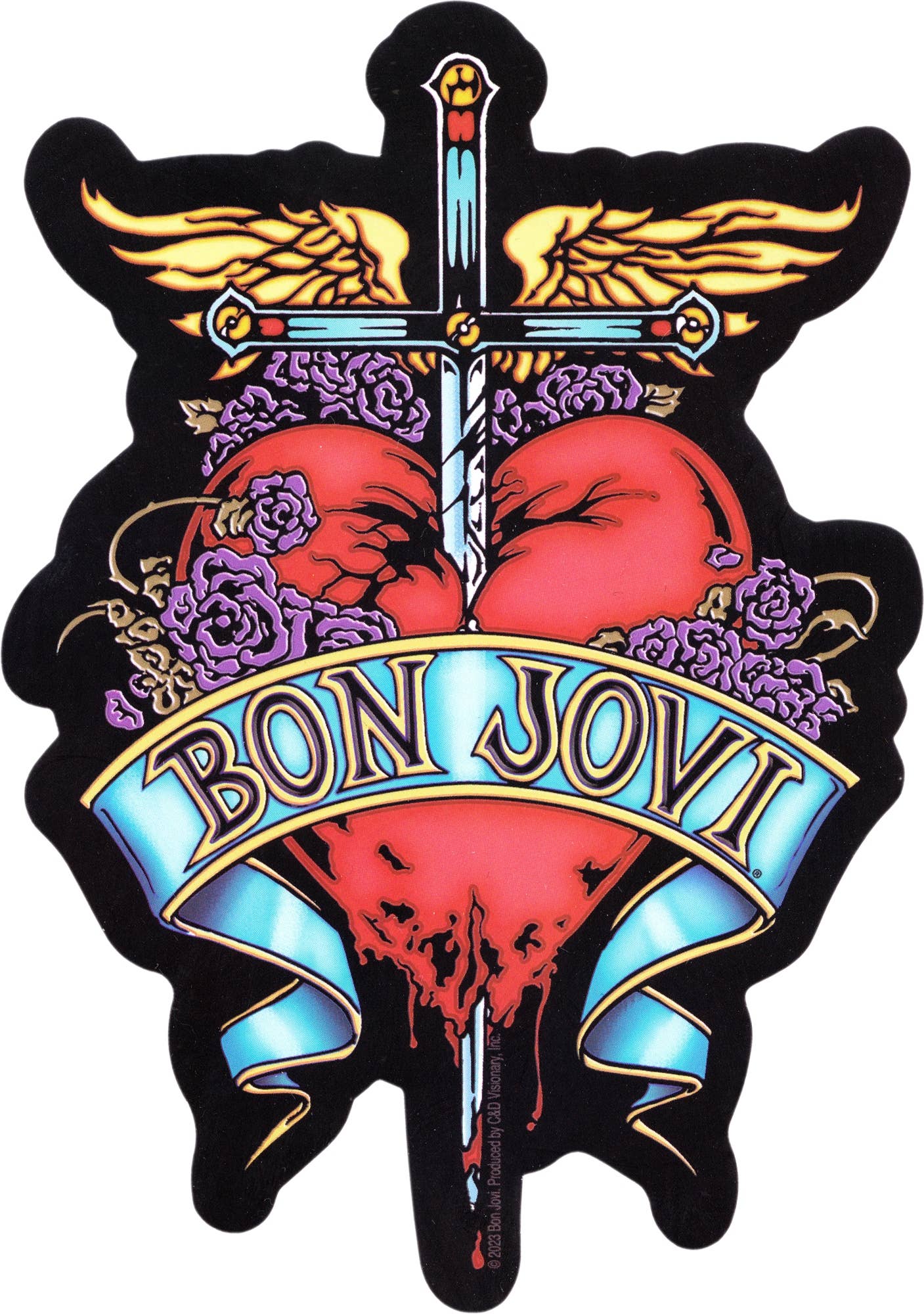 Sticker - Bon Jovi - Heart And Sword Logo 1980s Rock Music