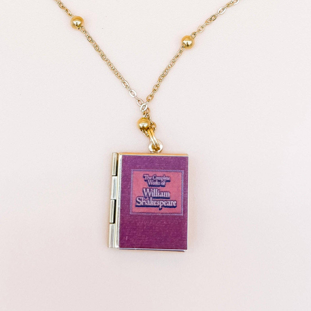 Shakespeare Book Necklace - Bookish Merch Reader Gift: Gold
