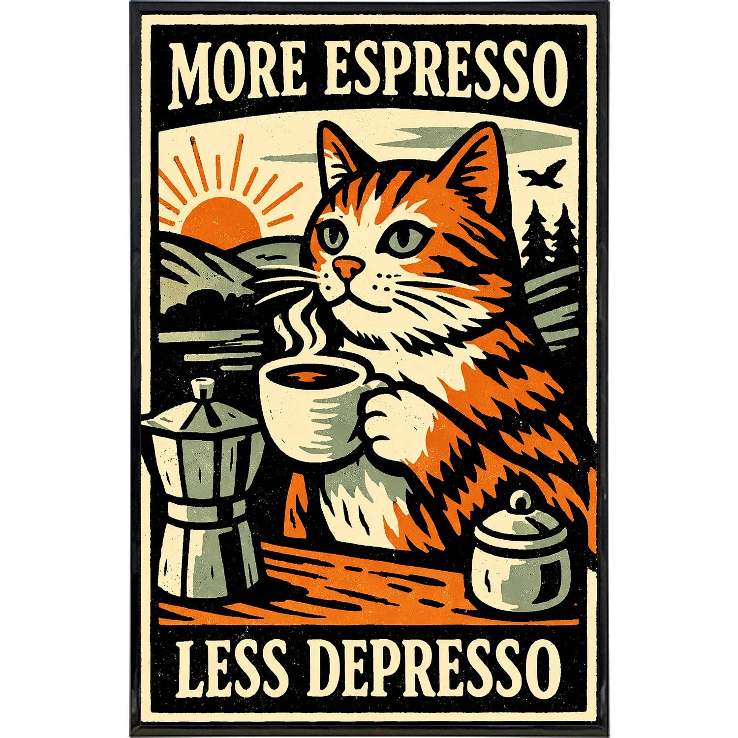More Espresso Less Depresso Print: Board & Bagged