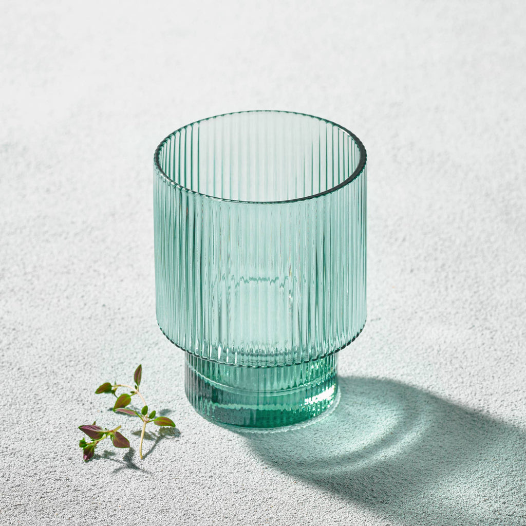 Vikko Decor - Malibu, Ribbed Glass, Green, MULTIPLE SHAPES: 7 OZ Champagne