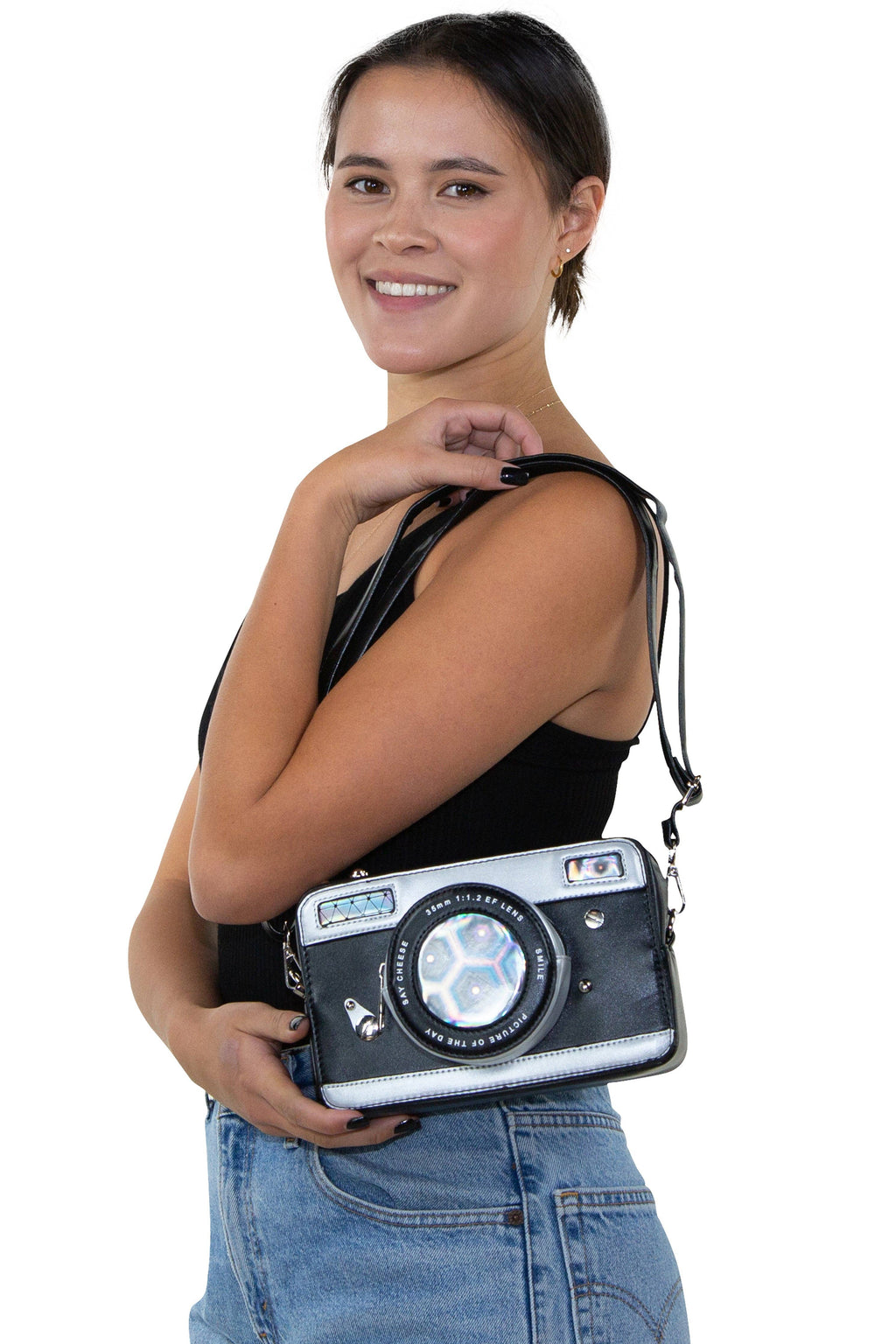 Camera Cross Body Bag in Vinyl