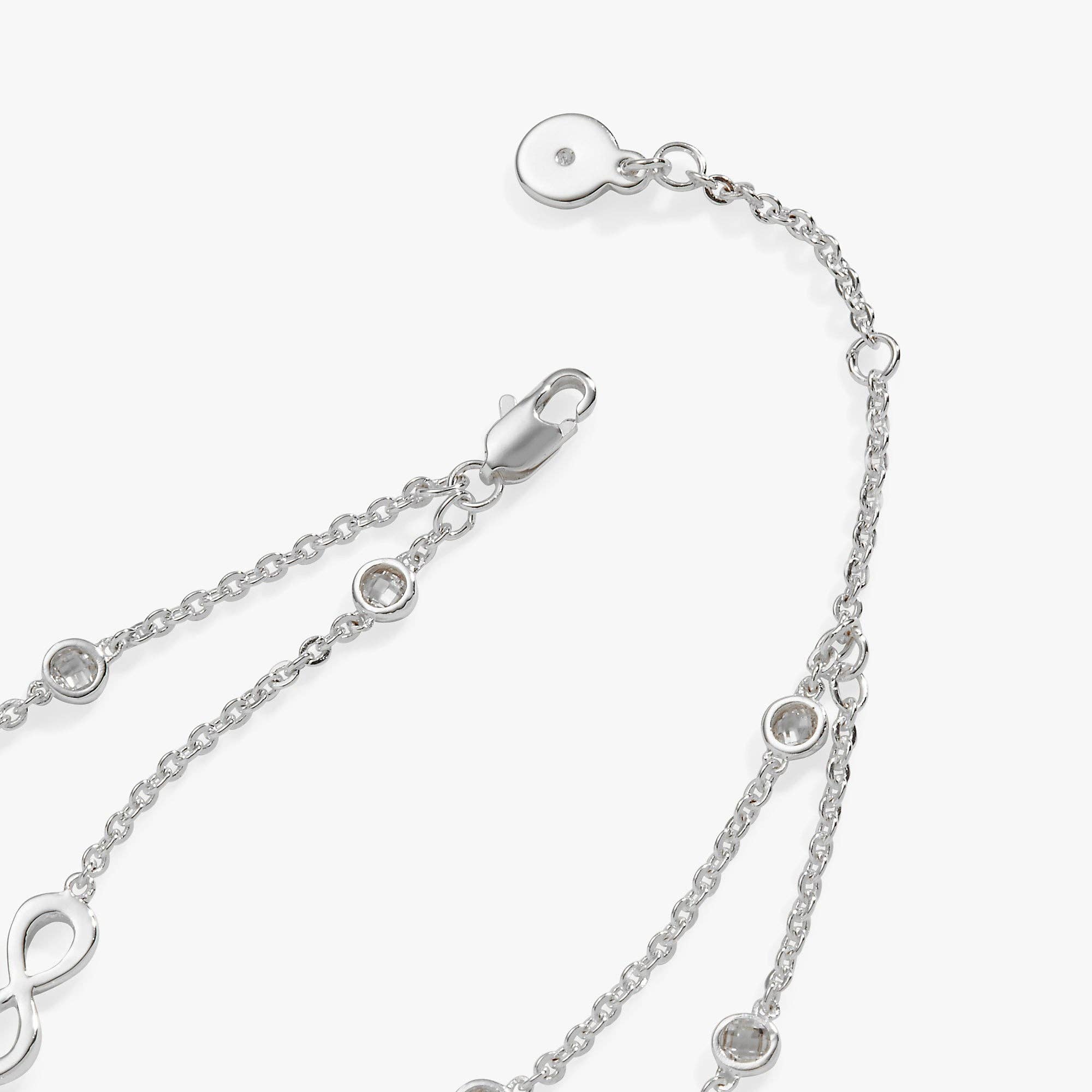 Sister Infinity Chain Double Strand Bracelet: Silver