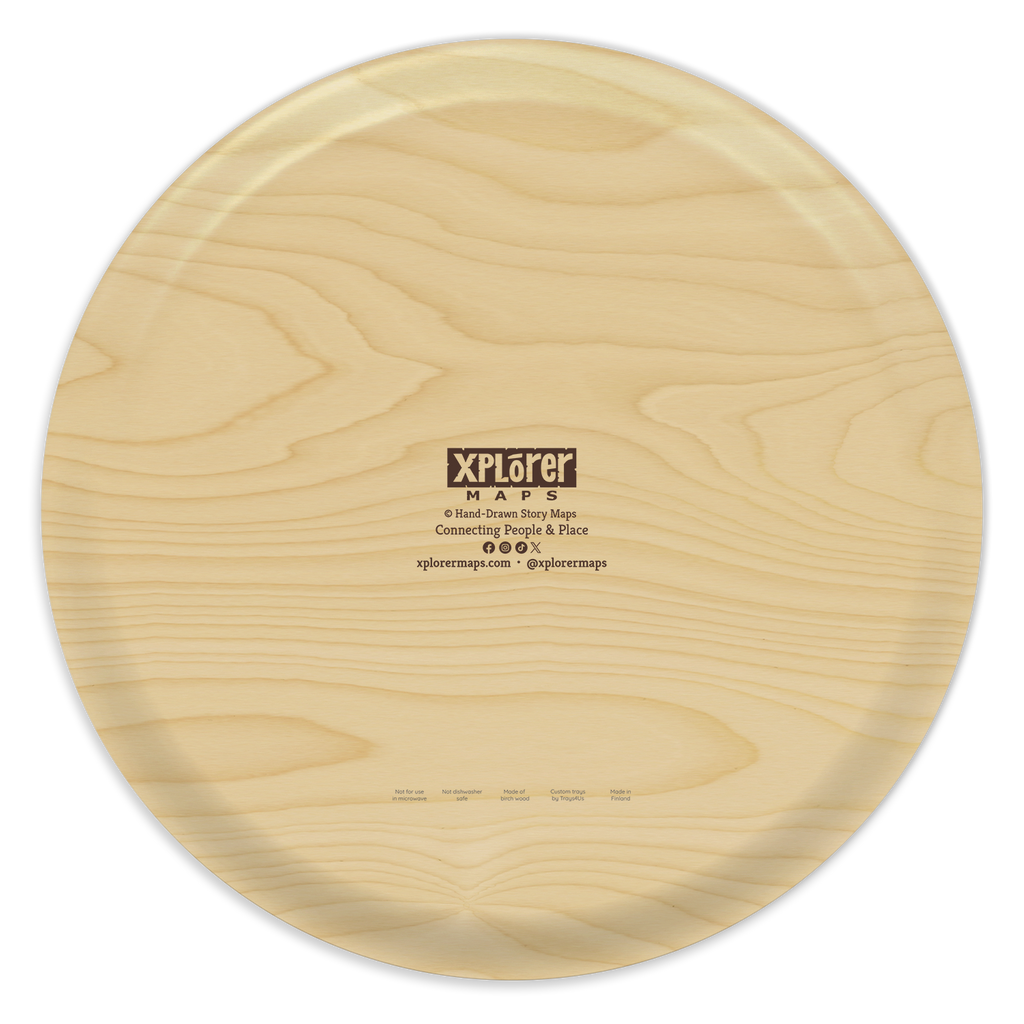 Michigan Map Wooden Serving Trays: Large Round