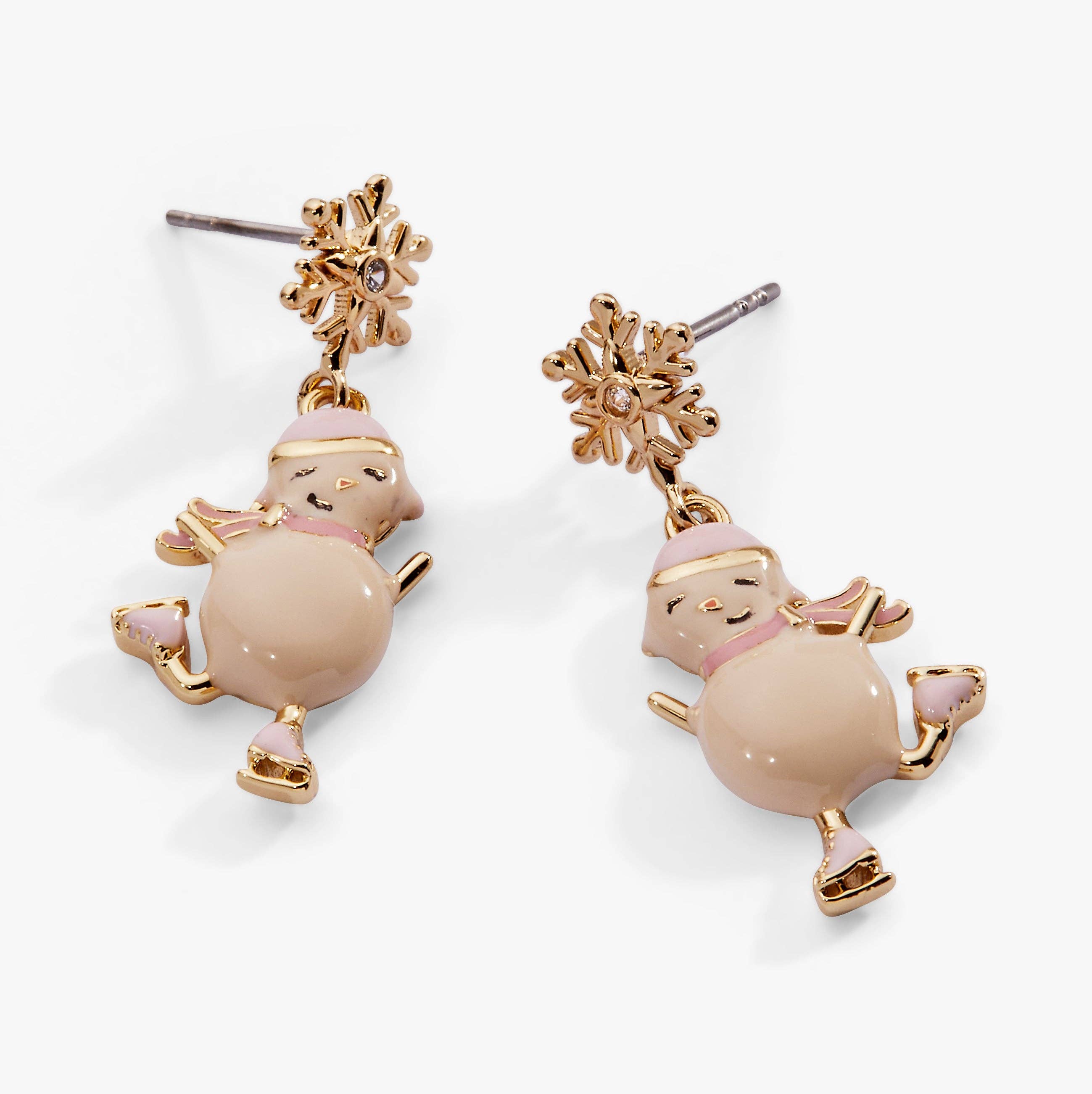 Winter Wonderland Snowman Drop Earrings: Gold
