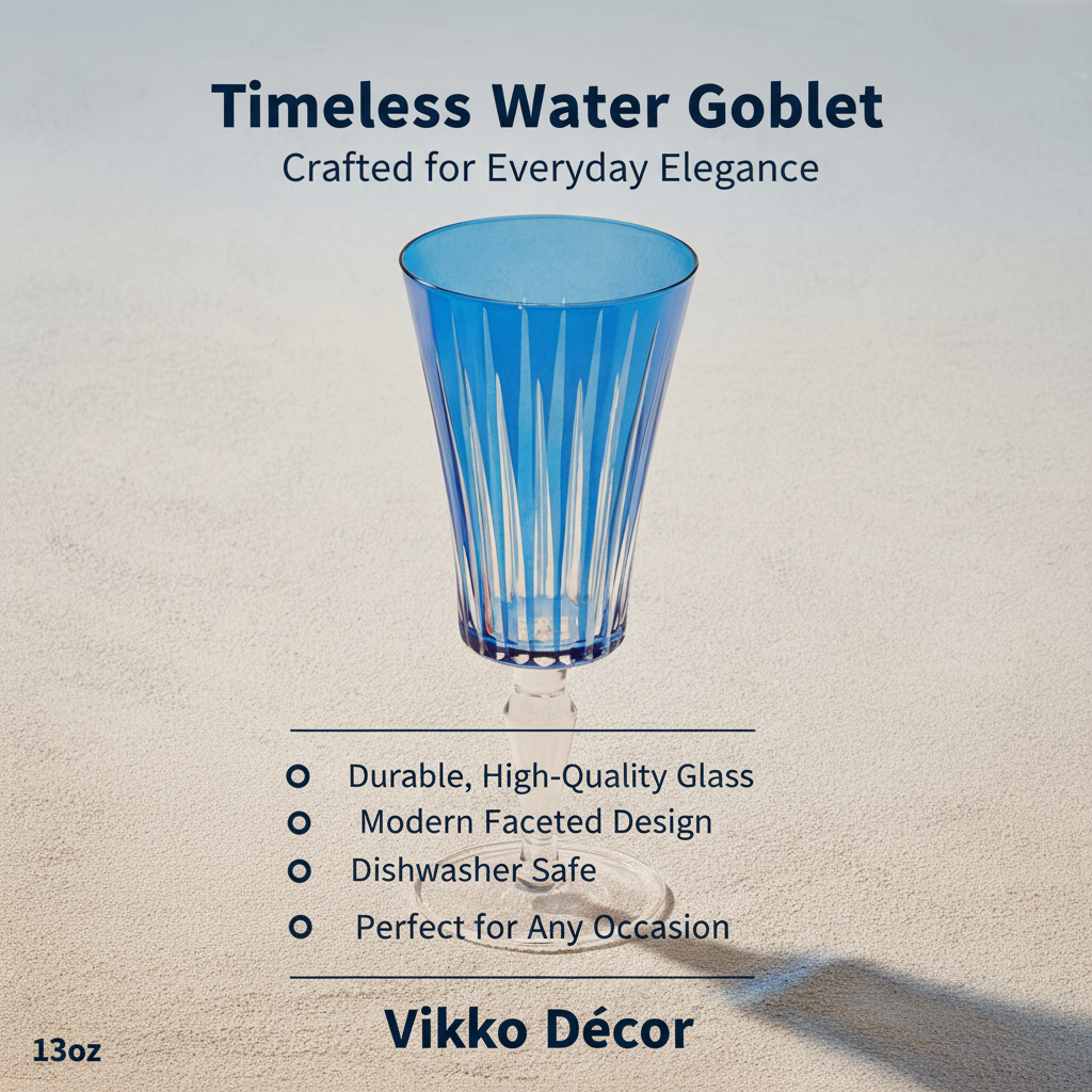 Vikko Décor - Timeless, 13oz Water Goblet Glass, Blue