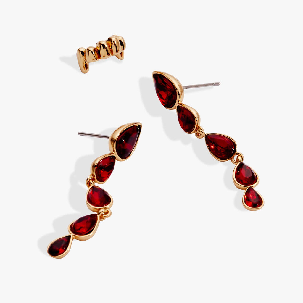 Vampire & Fangs Cuff Earring Set: Silver