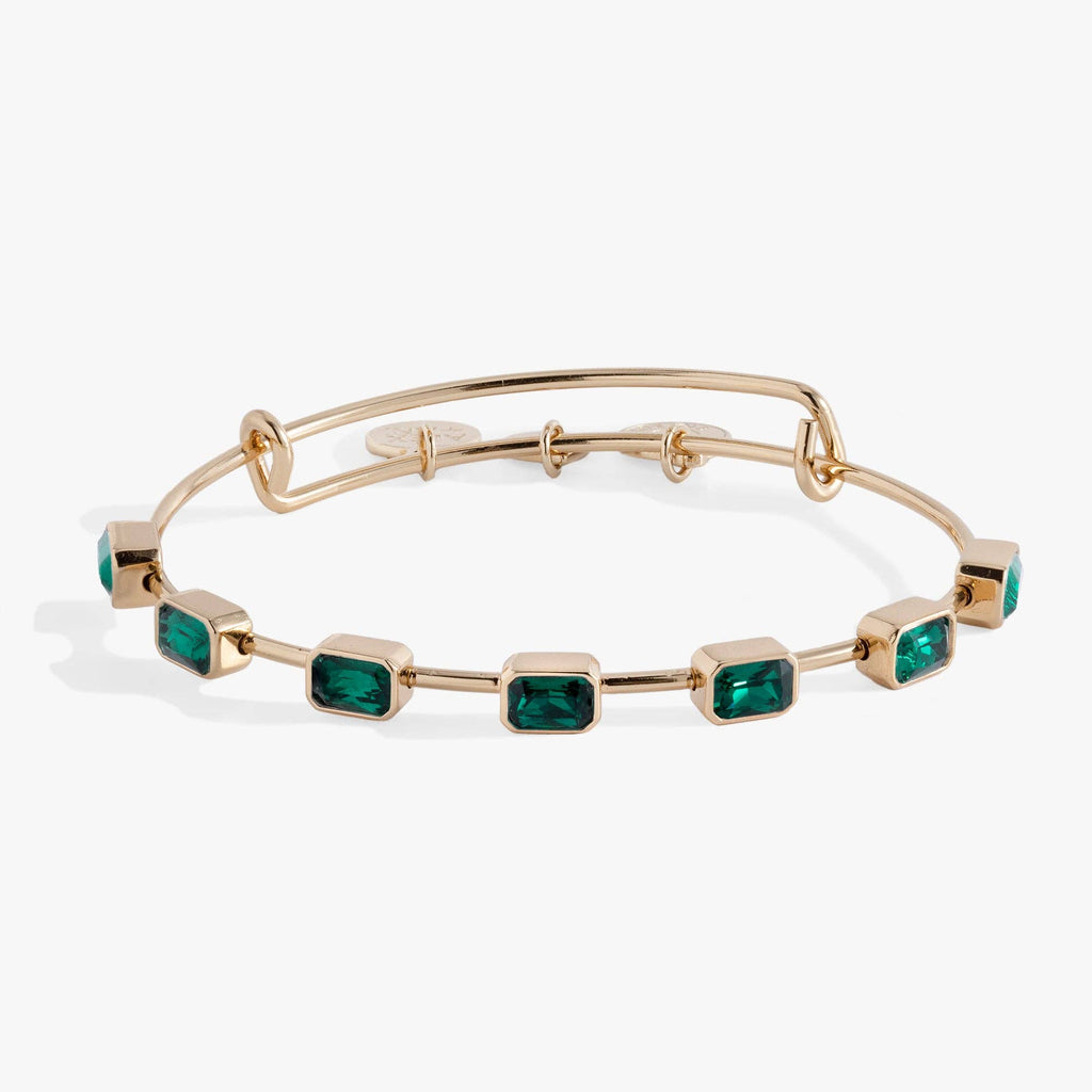 May Birthstone Emerald Cut Bangle: Silver