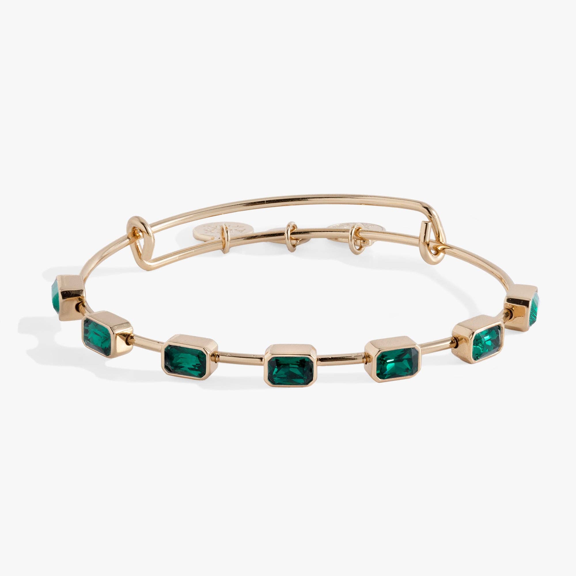 May Birthstone Emerald Cut Bangle: Silver