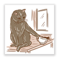 Cat On Table Sticker