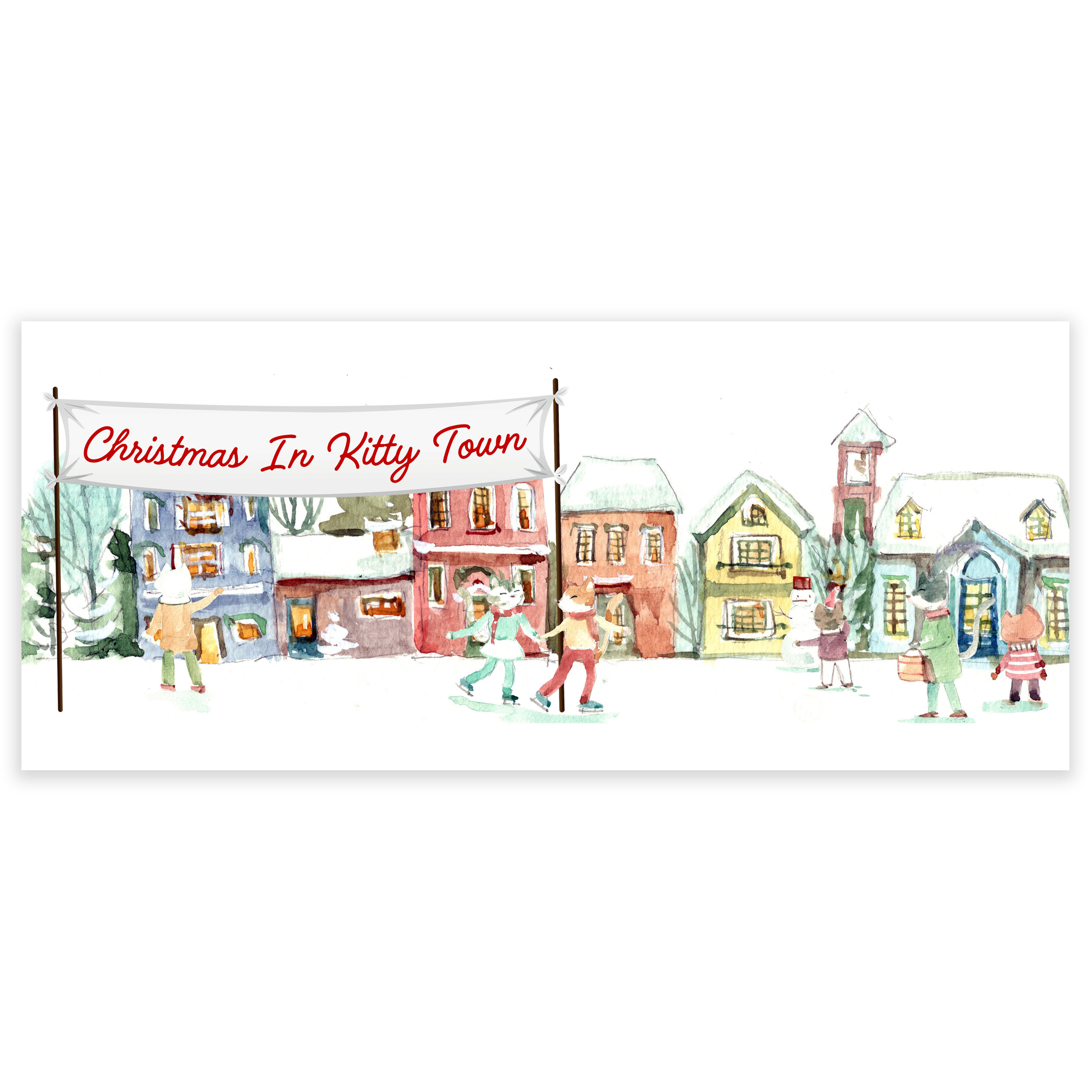 Christmas In Kitty Town Vintage Sticker