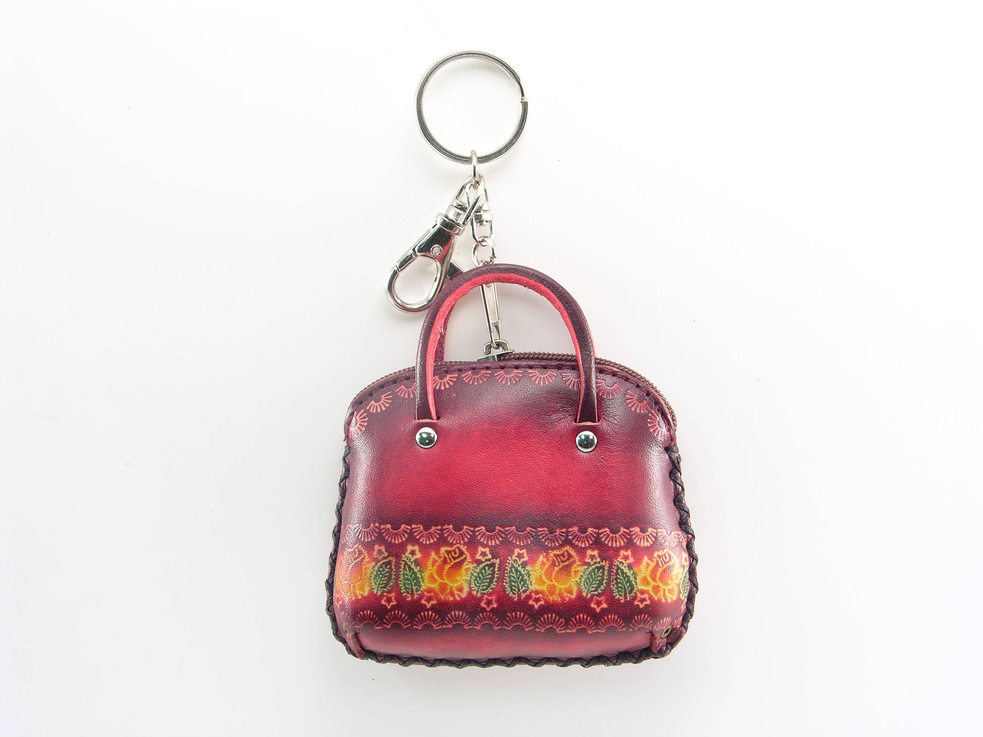 Handmade Leather flower coin purse wallet mini purse
