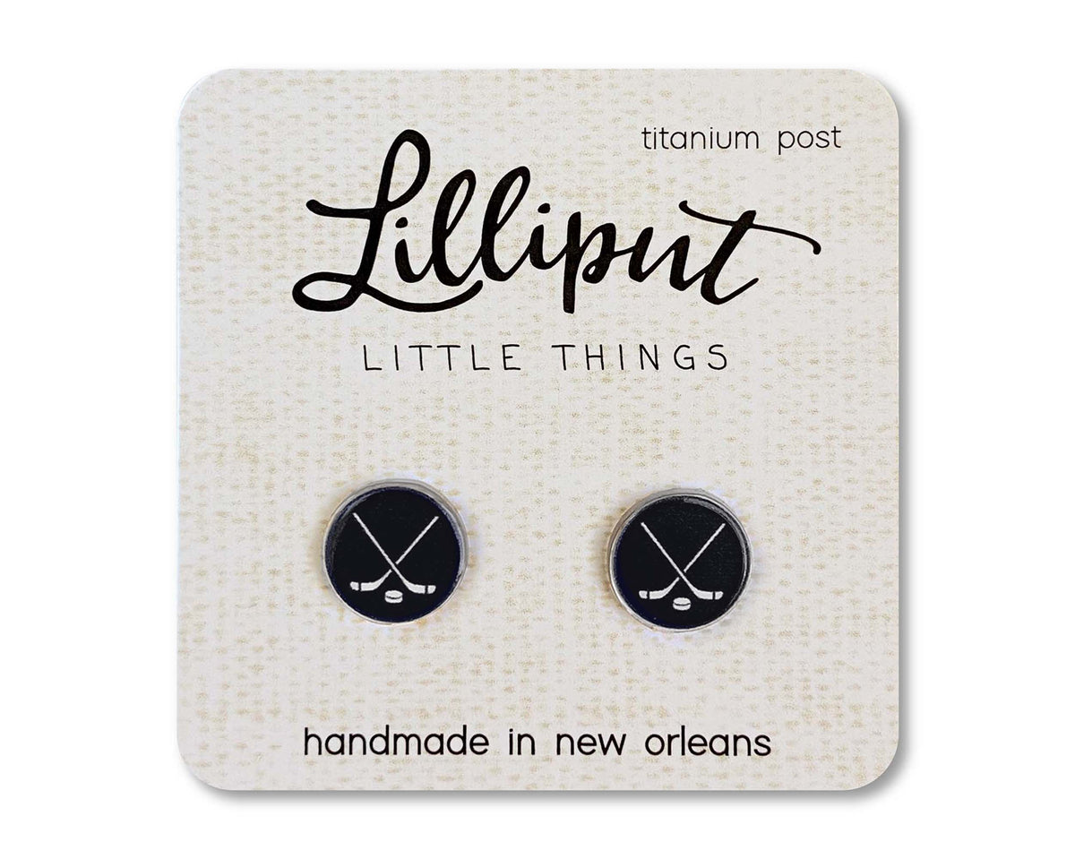 Ice Hockey Earrings - Custom Colors Available!: Black
