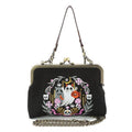 Purple Snake  + Ghosts Wreath Kiss Lock Bag in Linen
