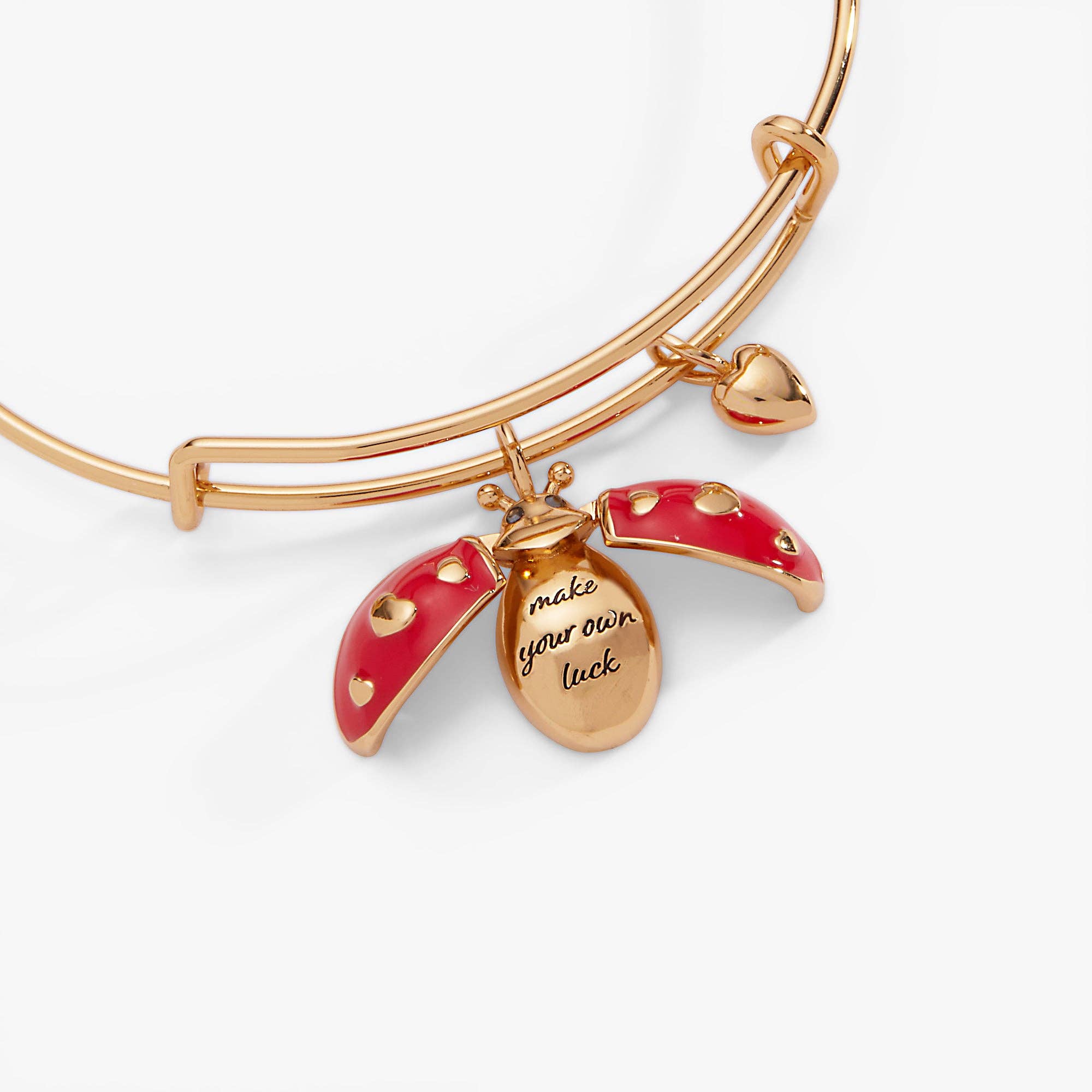 'Make Your Own Luck' Ladybug Charm Bangle: Gold