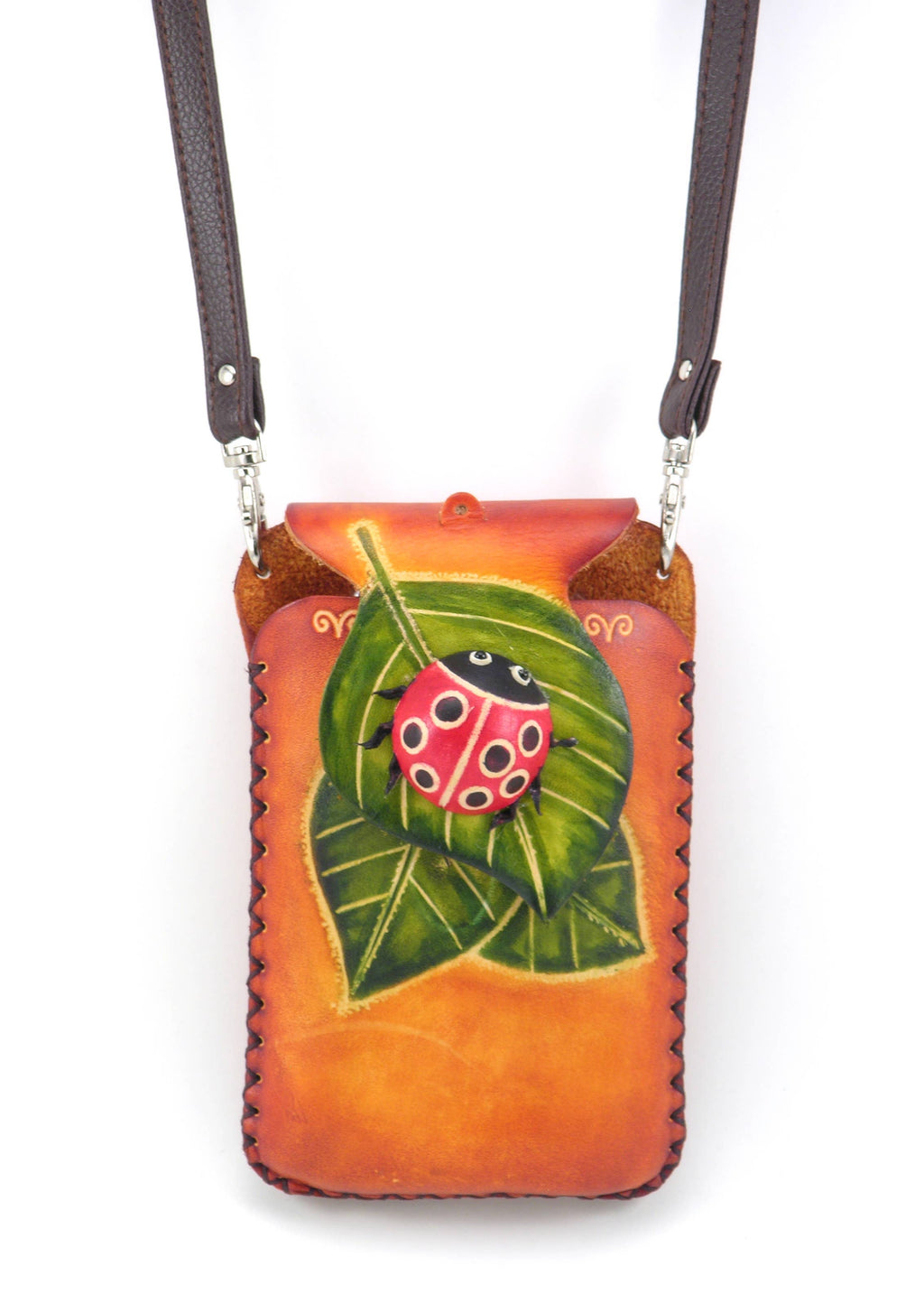 Leather Ladybug Wallet and Cell Case Holder