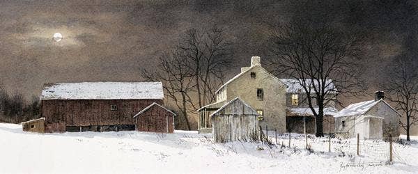 H1409-2P | Winter Moon Art Print: 10X19