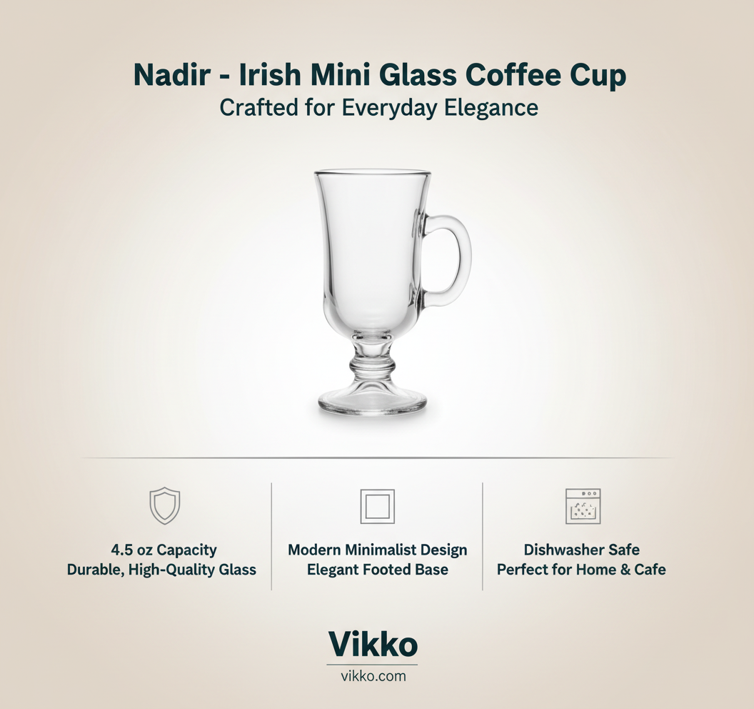 Nadir - Irish, Mini Glass Coffee Cup. 4.5 Oz