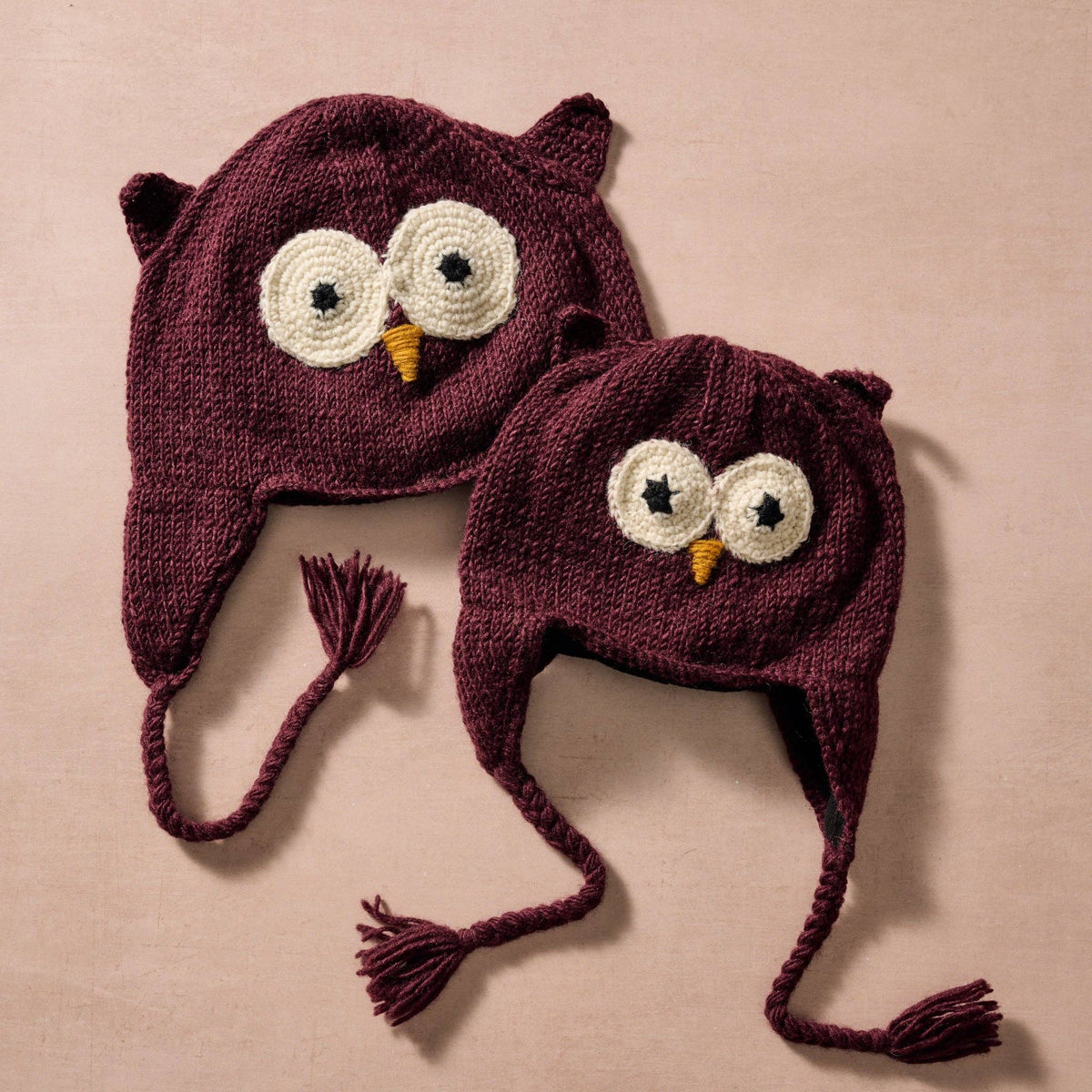 Bina Eggplant Owl Beanie - Adult