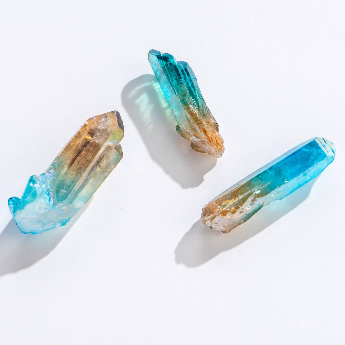 Peach-Teal Ombre Quartz Crystal Points - 36 pcs, 1"- 2.5"