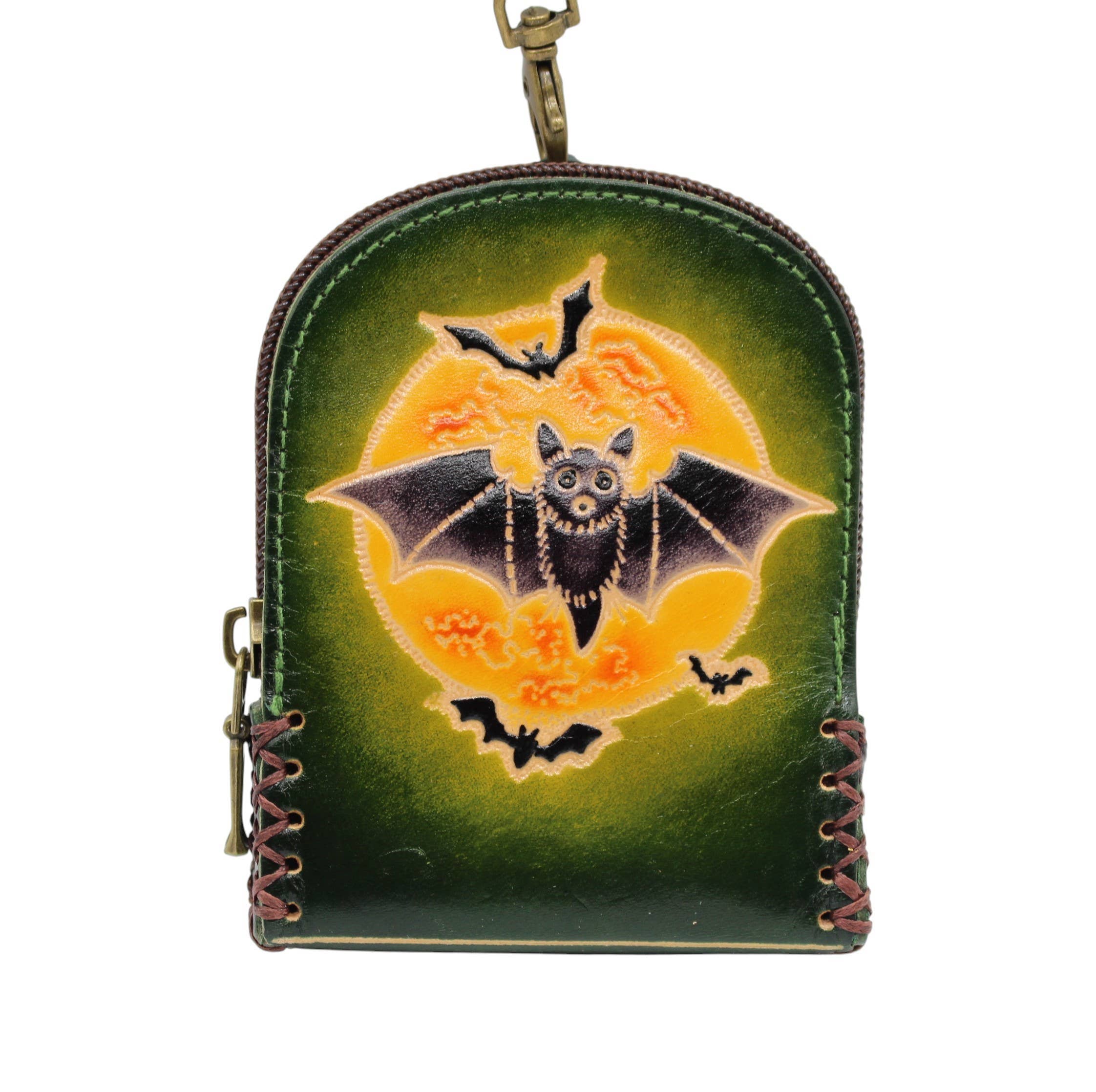 AE003 handmade leather bat coin purse wallet mini backpack