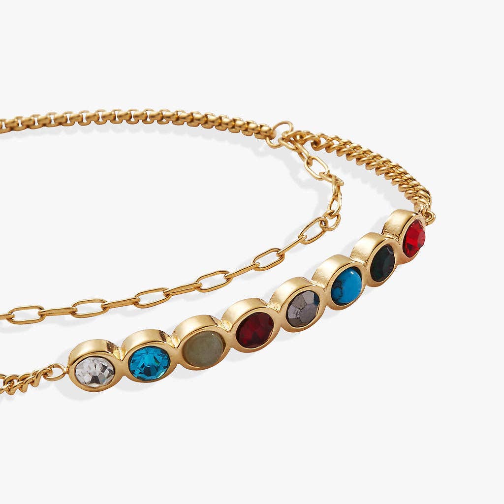 Daughter Hidden Message Acrostic Bolo Bracelet: Stainless Steel Gold