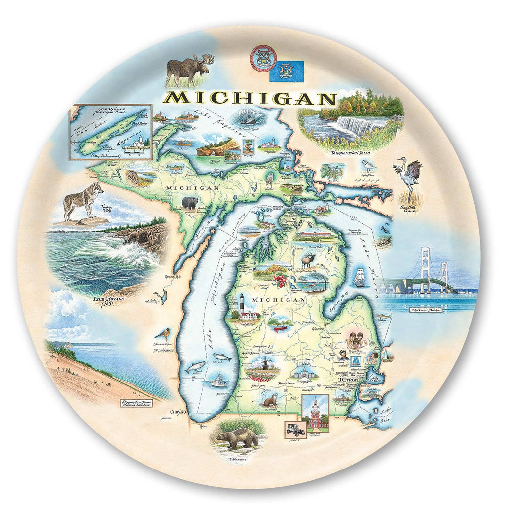 Michigan Map Wooden Serving Trays: Small