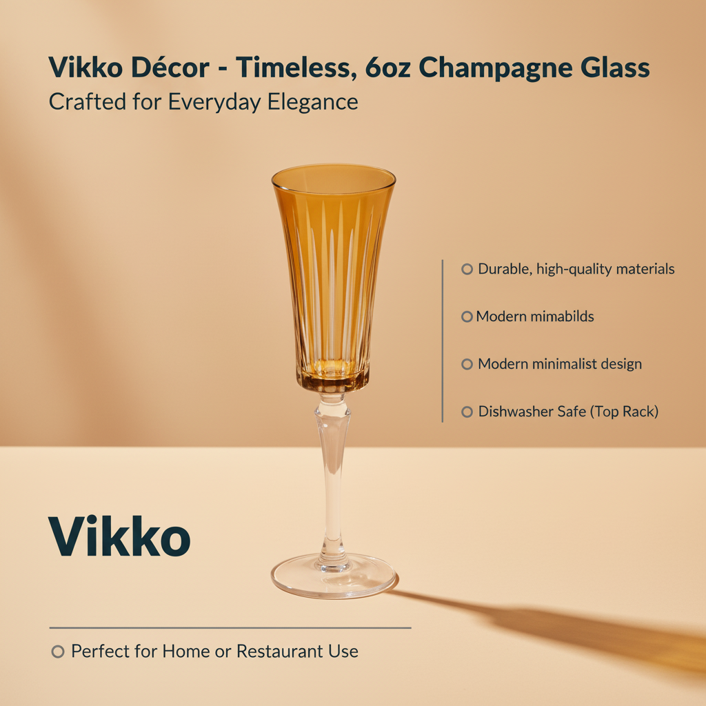 Vikko Décor - Timeless, 6oz Champagne Glass, Amber