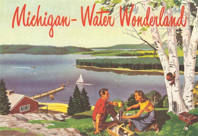 Sticker MI-581 Michigan, Water Wonderland