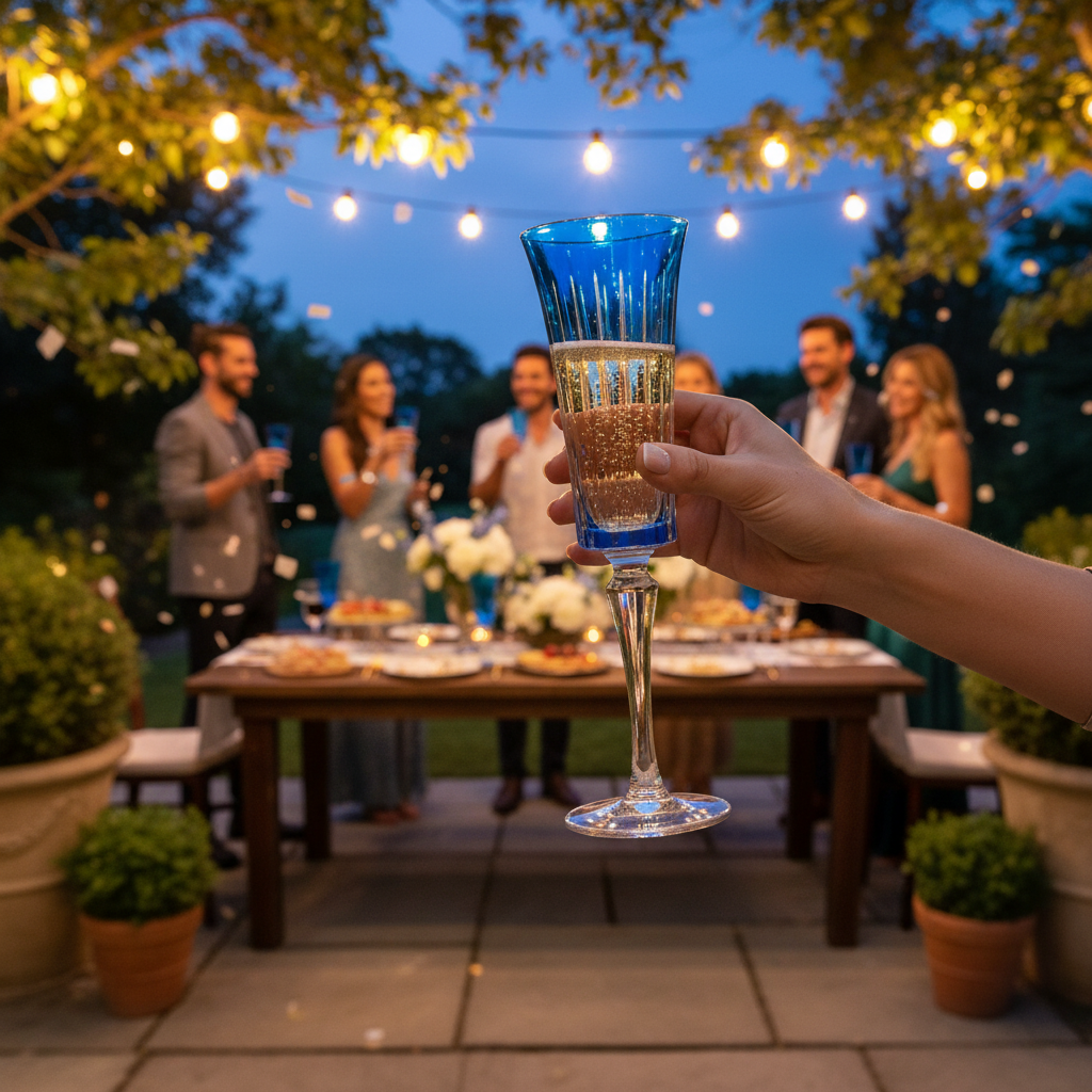 Vikko Décor - Timeless, 6oz Champagne Glass, Blue