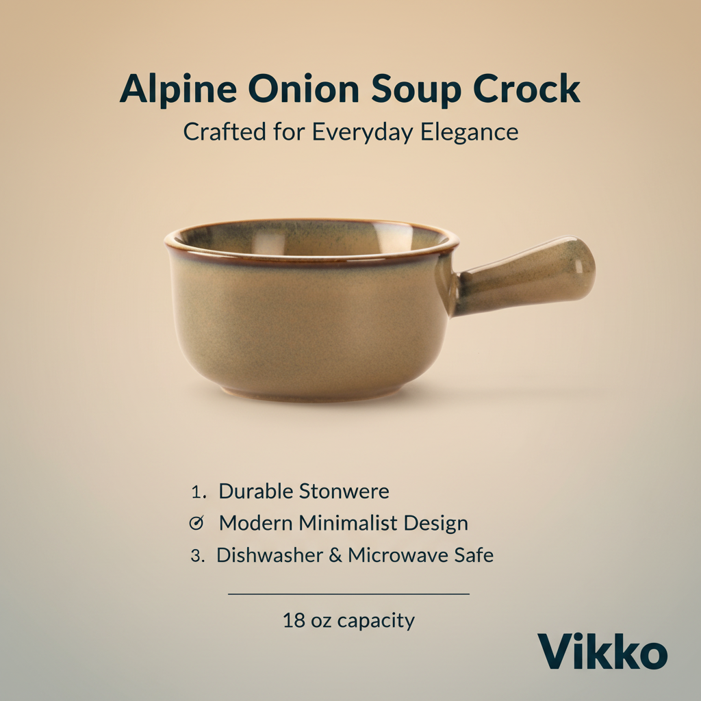 Vikko - Alpine, Onion Soup Crock, Brown, 15 oz