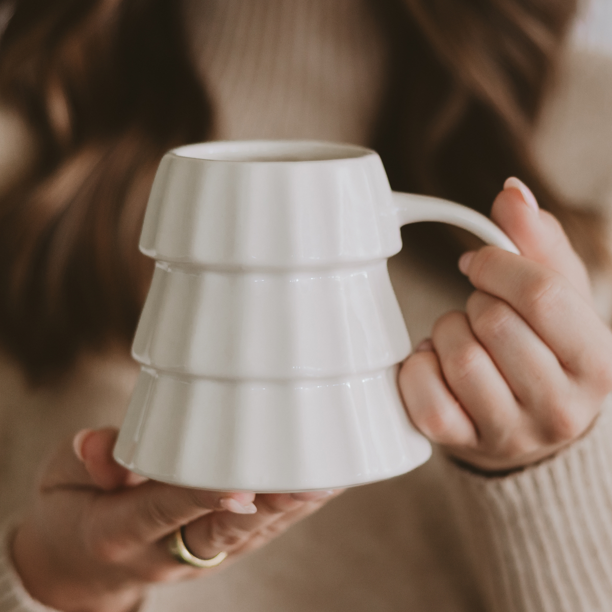Cream Tree Coffee Mug - Christmas Decor & Gifts
