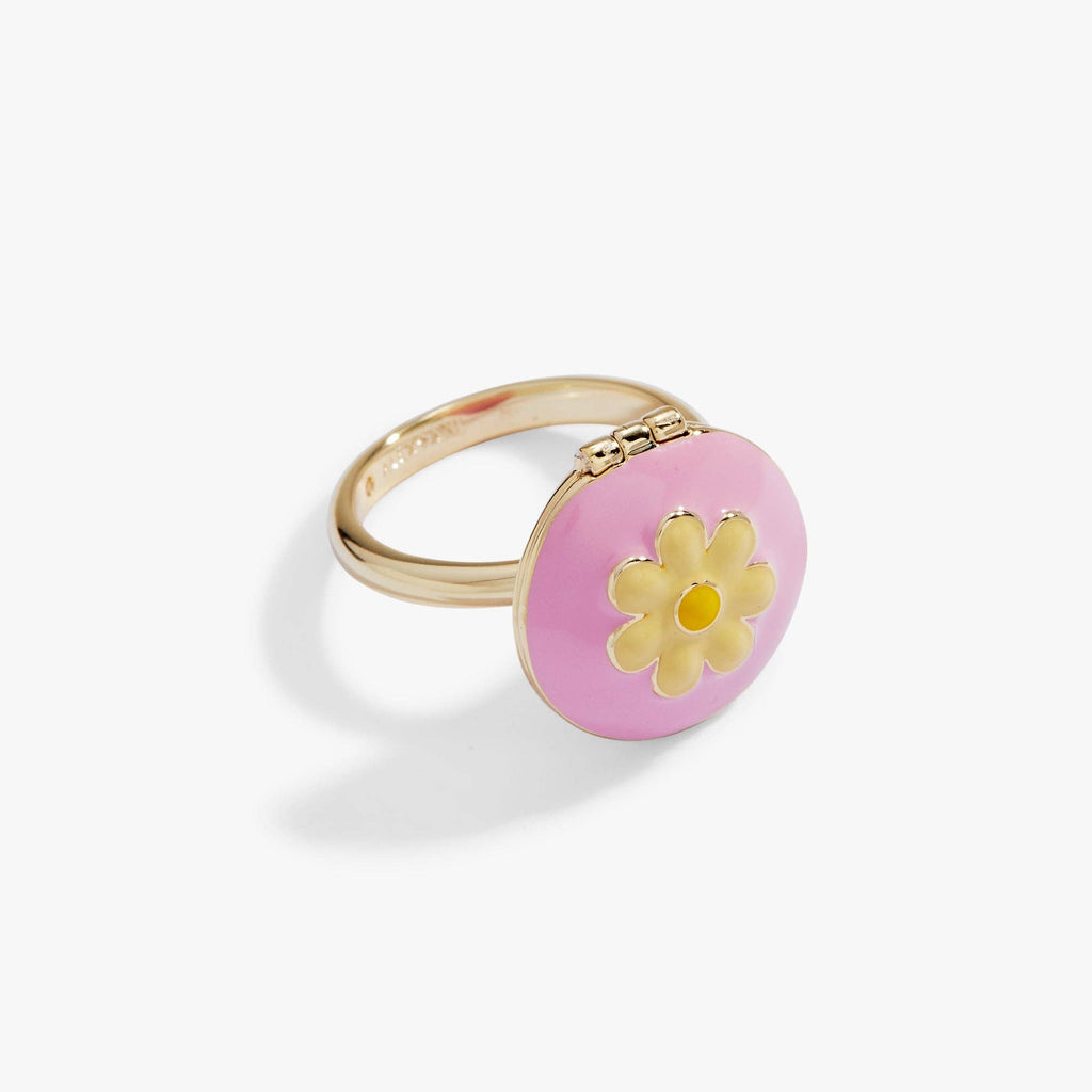 60s Hair Dryer & Curler Locket Ring: Gold