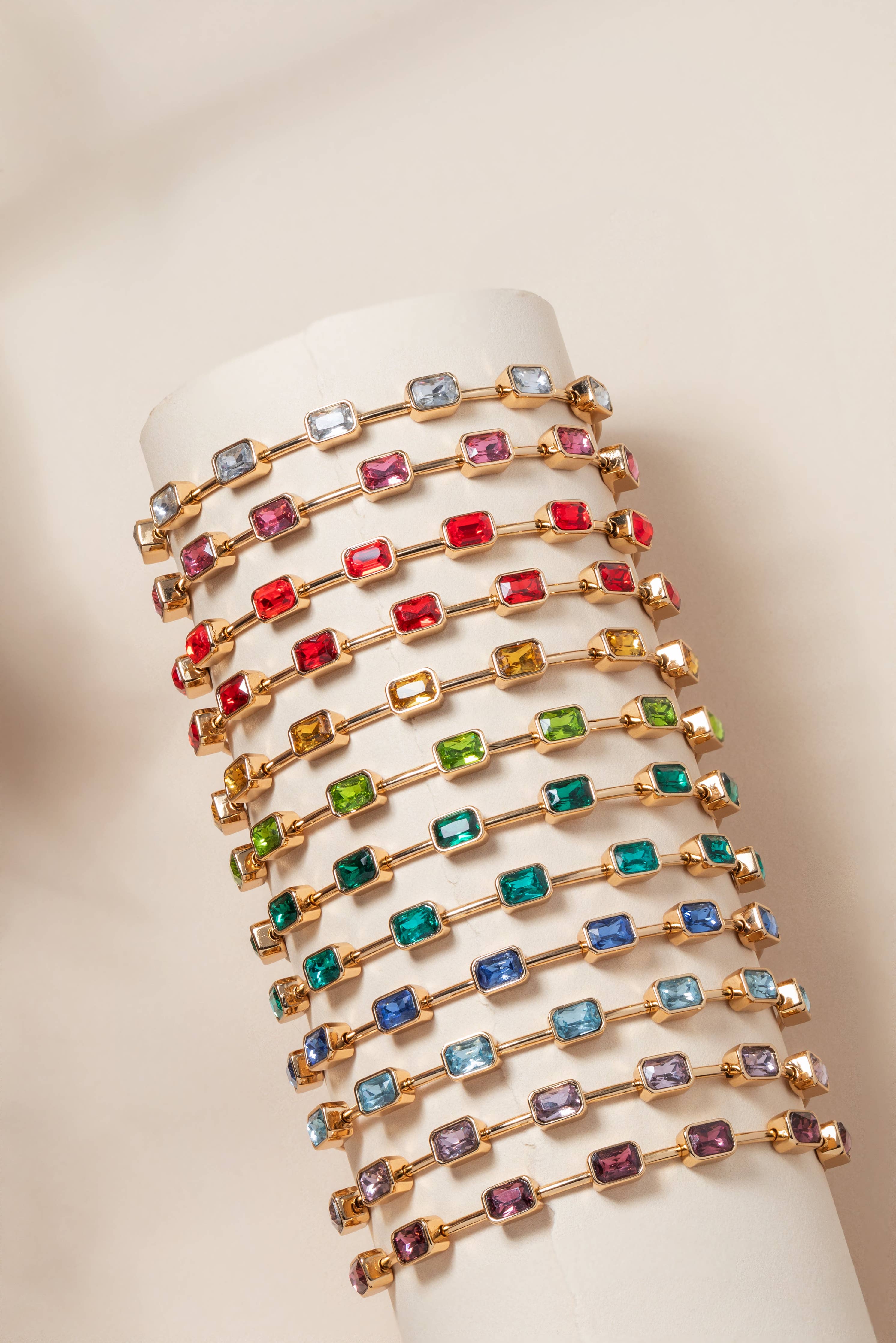 March Birthstone Emerald Cut Bangle: Silver