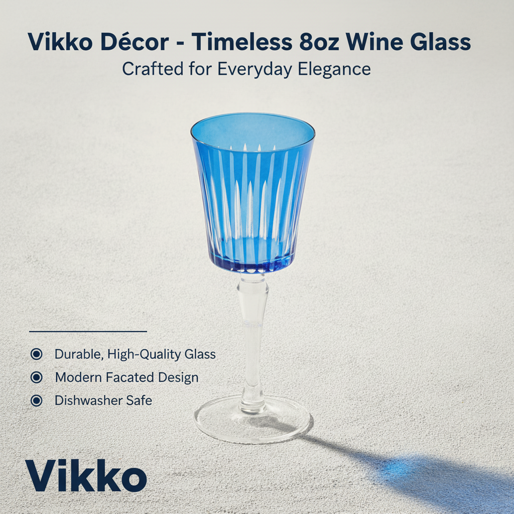 Vikko Décor - Timeless, 8oz Wine Glass, Blue