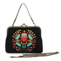 Nut Cracker Kiss Lock Bag in Linen Cotton Blend Material