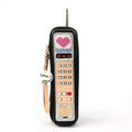 Handheld Vintage Phone Wristlet in Vinyl Material: Black