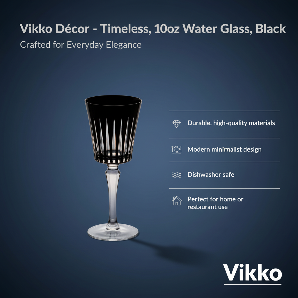 Vikko Décor - Timeless, 10oz Water Glass, Black