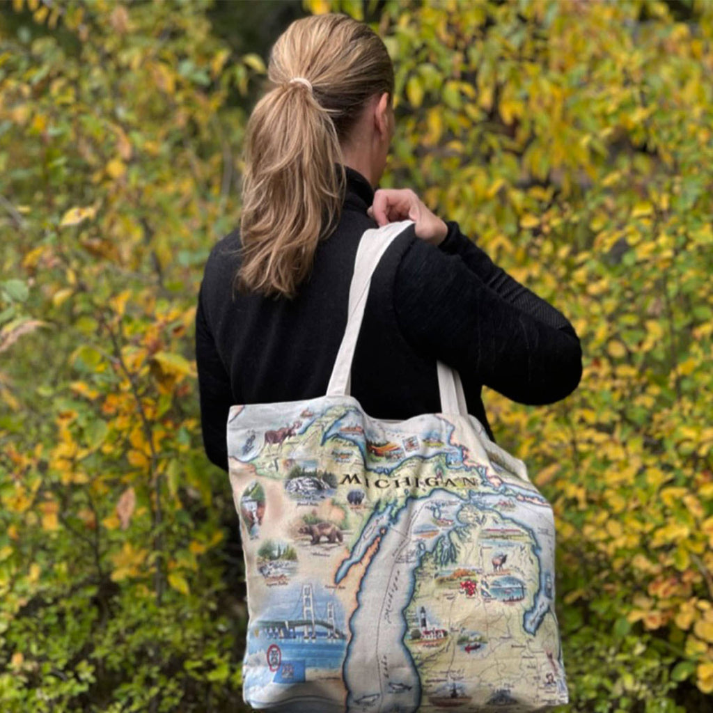 Michigan State Map Canvas Tote Bag – Eco-Friendly & Durable