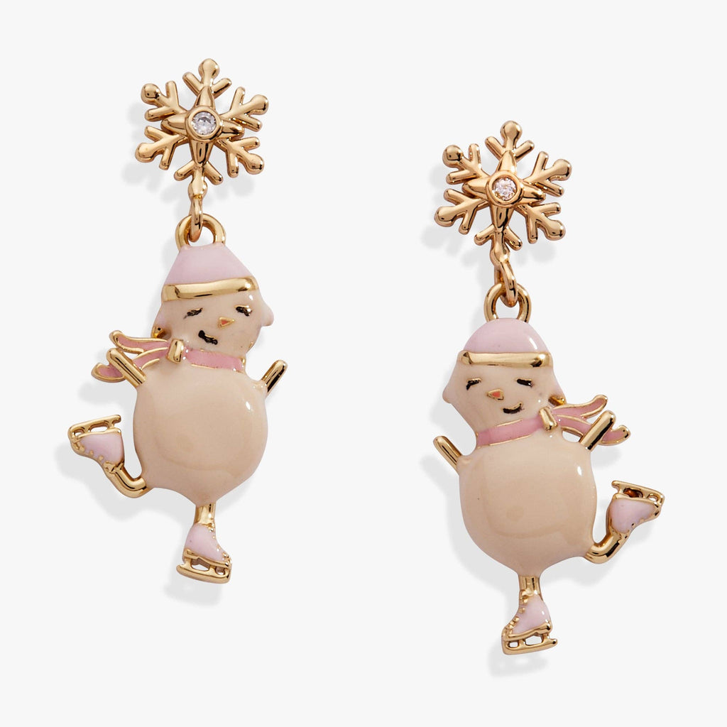 Winter Wonderland Snowman Drop Earrings: Gold