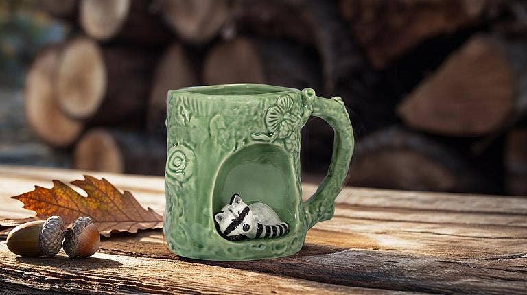 Tree Look Mug with Raccoon-4"H(12oz)