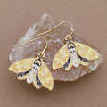 Yellow Black Enamel Moth Earrings