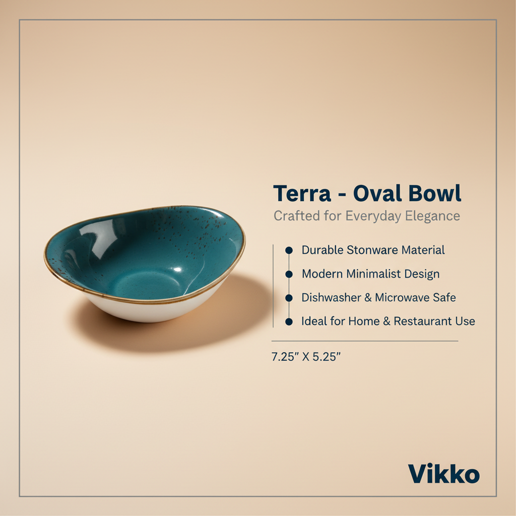 Terra - Oval Bowl, Dark Blue, 7.25" X 5.25"