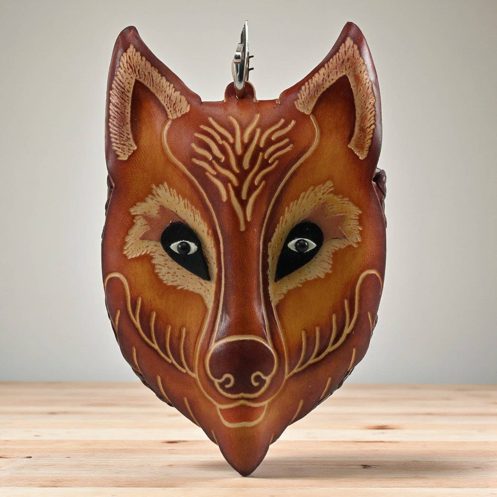 Cp3528 Handmade leather ?Wolf Coin Purse wristlet
