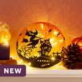 Flying Witch LED Crackle Glass Halloween Globe