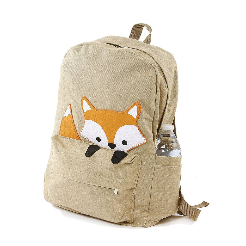 Peeking Baby Fox Canvas Backpack