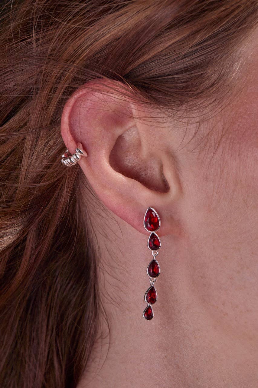 Vampire & Fangs Cuff Earring Set: Silver