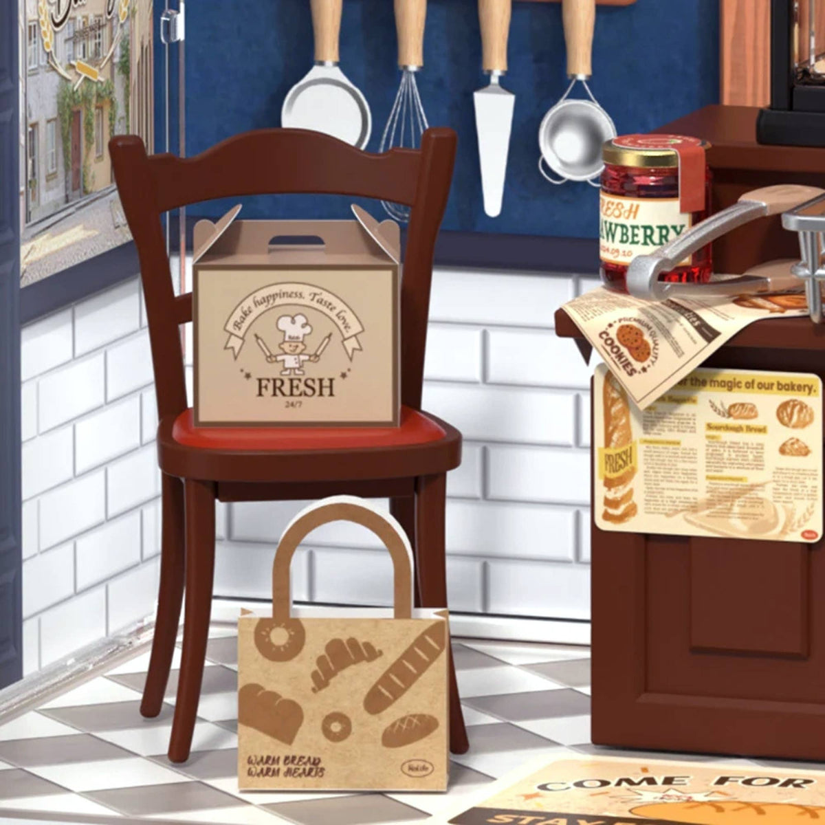 DIY Miniature House Kit: Butter Bakery House with Dust Cover